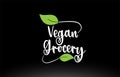 Vegan Grocery word text with green leaf logo icon design