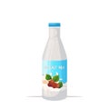 Vegan hazelnut plant based milk glass bottle organic dairy free natural raw vegan milk healthy cow beverage alternative