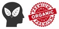 Vegan Head Icon with Distress Premium Organic Stamp