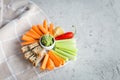 Vegan healthy snacks: guacamole, carrots, celery Royalty Free Stock Photo