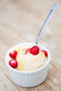 Vegan icecream with forest strawberries Royalty Free Stock Photo