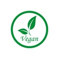 Vegan icon. Ecology organic logos labels, tags. Green leaf. White background. Vector illustration. EPS 10