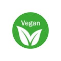 Vegan icon. Ecology organic logos labels, tags. Green leaf. White background. Vector illustration. EPS 10