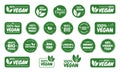 Vegan icon set. Bio, Ecology, Organic logos and badges, label, tag. Green leaf on white background. Vector illustration Royalty Free Stock Photo