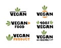 Vegan icon set. Bio, Ecology, Organic logos and badges, label, tag. Green leaf on white background. Vector illustration Royalty Free Stock Photo