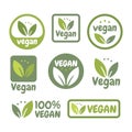 Vegan icon set. Bio, Ecology, Organic logos and icon, label, tag. Green leaf icon on white background. Royalty Free Stock Photo