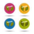 Vegan Icons - Colorful Vector Illustration - Isolated On White