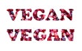 Vegan inscription text. Real cranberry. Isolated png