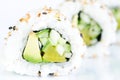 Vegan insideout rolls against white background Royalty Free Stock Photo