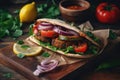 Vegan Kebab Featuring Spicy And Flavorful Grilled Veggies Such As Jalapeos, Bell Peppers, And Onions. Generative AI