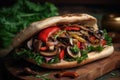 Vegan Kebab Featuring Variety Of Mushrooms Such As Portobello, Shiitake, And Oyster, Grilled With Onions And Peppers. Generative Royalty Free Stock Photo