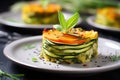 vegan kugel made with spiraled zucchini and carrots