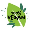 Vegan label of 100 percent natural and organic
