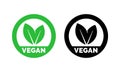 Vegan label vector vegetarian food green leaf icon Royalty Free Stock Photo