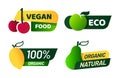 Vegan labels collection, organic and natural products