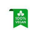 Vegan labels. Vegetarian 100 percent tags. Vector veggie tags for healthy product market or opganic shop.