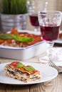 Vegan lasagna with tofu Royalty Free Stock Photo