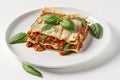 Vegan Lasagna On A White Background. Generative AI Royalty Free Stock Photo