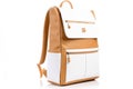 vegan leather eco backpack in tan, pristine white space