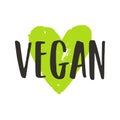 Vegan lettering and green ink heart.