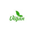 Vegan lettering with leaf. Vegetarian stamp sticker print Royalty Free Stock Photo