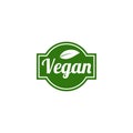 Vegan lettering with leaf. Vegetarian stamp sticker print Royalty Free Stock Photo