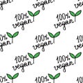 Vegan lettering seamless doodle pattern