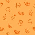 Vegan life outline isometric icons pattern