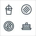 vegan line icons. linear set. quality vector line set such as carrot cake, no egg, tofu burger