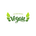 Vegan logo concept. Vector sign. Handwritten lettering for restaurant, cafe.