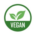 Vegan logo with green leaves for organic Vegetarian friendly diet- Universal vegetarian symbol