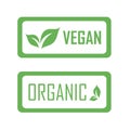 Vegan logo or stamp with green leaves for organic Vegetarian friendly diet- Universal vegetarian symbol Royalty Free Stock Photo