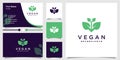Vegan logo template with creative unique concept Premium Vector Royalty Free Stock Photo