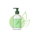 vegan lotion, green organic gel dispenser bottle, skin care vector illustration