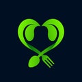 vegan lover with spoon and fork logo concept