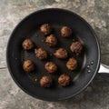 Vegan meatballs in a pan