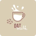 Vegan milk, cup with oat milk.