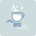 Vegan milk, cup with rise milk.