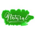 Vegan natural food lettering badge or labe look design. Green eco friendly hand drawn template.