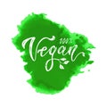 Vegan natural food lettering badge or labe look design. Green eco friendly hand drawn template.