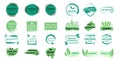Vegan nature icon set. Healthy vegetarian product labels, fresh food elements. Farm raw food stickers, fresh local Royalty Free Stock Photo