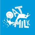 Vegan oat milk hand drawn flat vector lettering