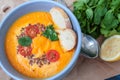 Vegan orange vegetable soup carrots, sweet potatoes, pumpkin