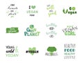 Vegan organic healthy food and quotes. Vector