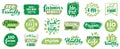 Vegan organic labels. Vegetarian food eco badges, vegan healthy diet lettering stamp, fresh market ecological food