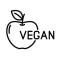 vegan outline logo icon isolated on white background