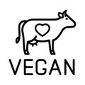 vegan outline logo icon isolated on white