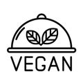 vegan outline logo icon isolated on white