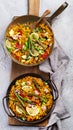 Vegan Paella on gray background Royalty Free Stock Photo