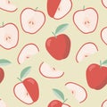 Vegan pattern seamless with apple in flat style